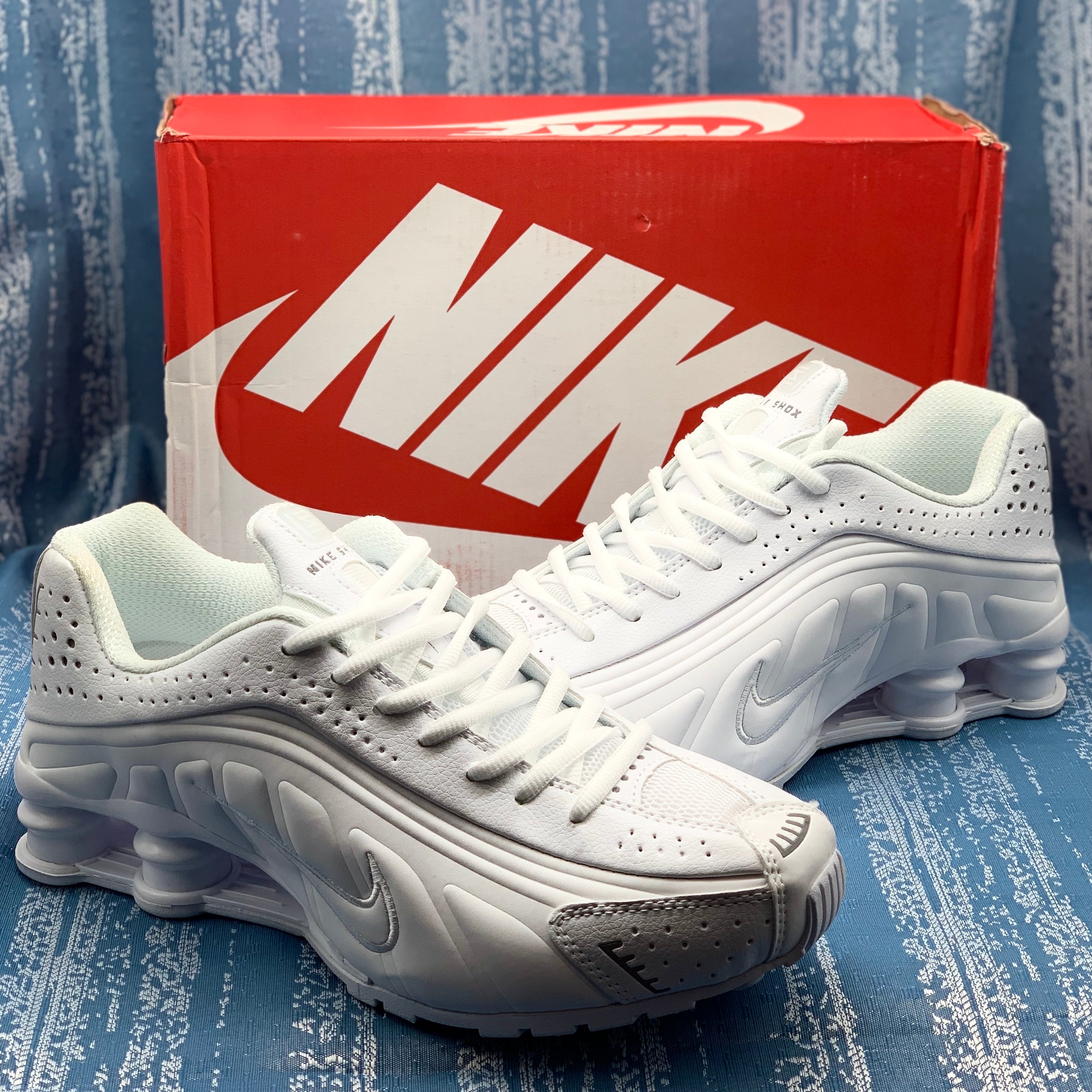 Nike shox blanco online